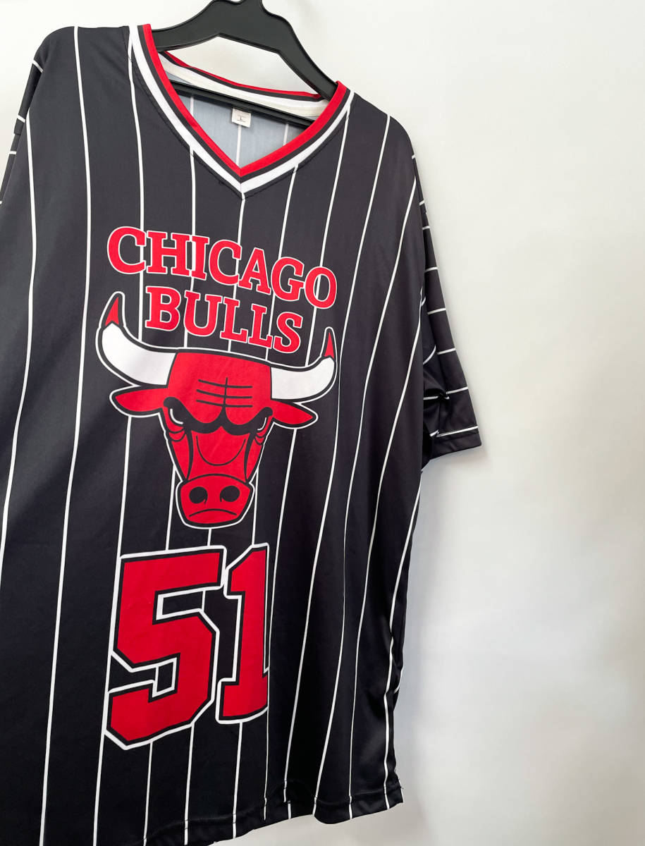 BULLS ストライプ TEE V ブルズ 51 トップス XL ジャージ_画像2