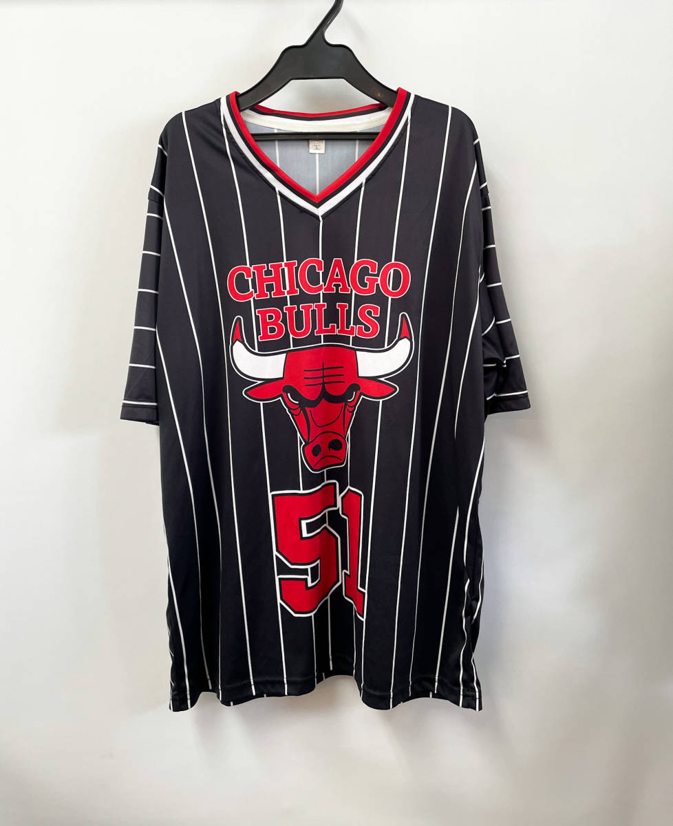 BULLS ストライプ TEE V ブルズ 51 トップス XL ジャージ_画像1