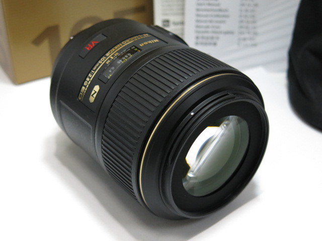 【 訳あり ジャンク 】Nikon AF-S VR Micro-Nikkor 105mm F2.8G IF-ED レンズ HB-38純正フード 純正ポーチ 元箱付 ニコン[管NI1097]_画像7