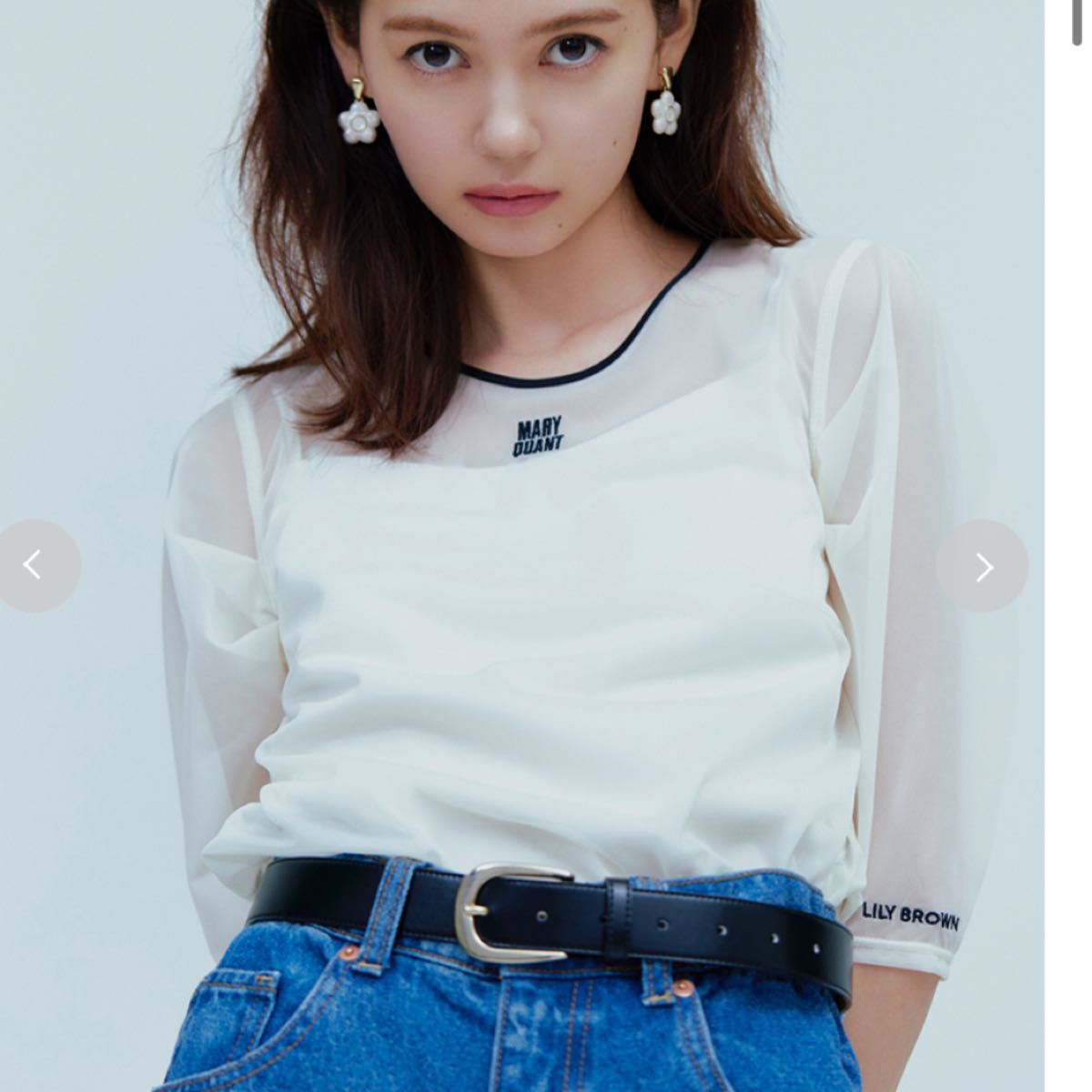 【LILY BROWN×MARY QUANT】 シアートップス マリクワ ホワイト 白 【入手困難】|