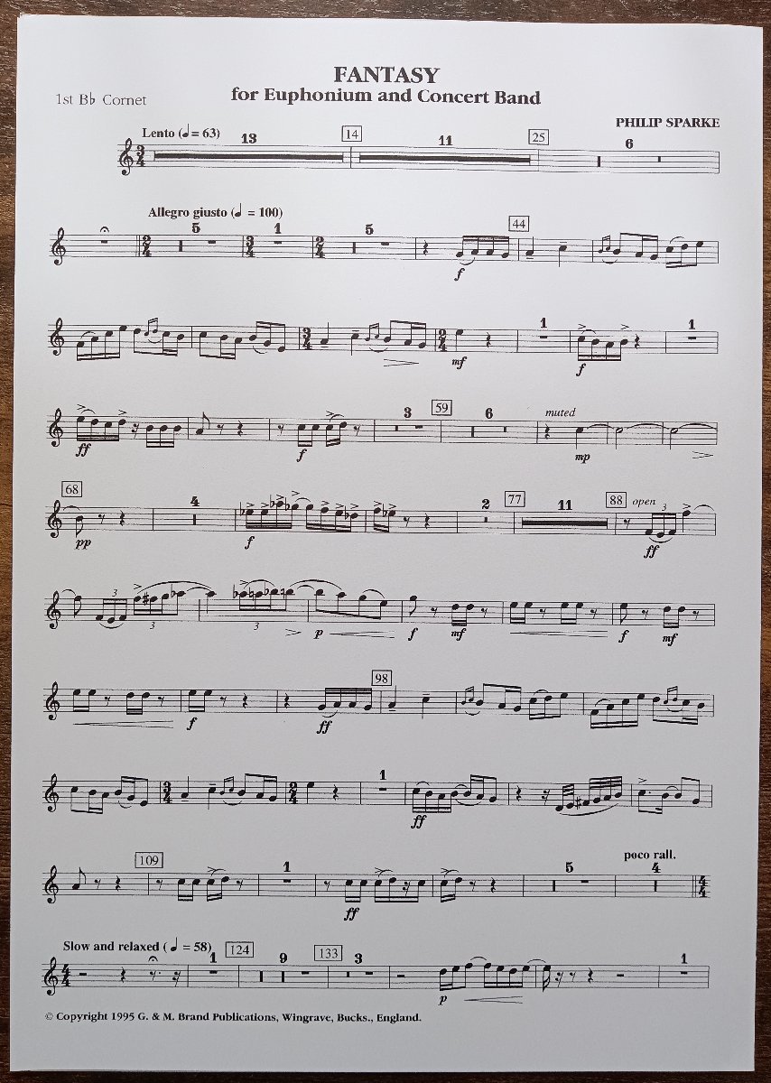 送料無料 吹奏楽楽譜 フィリップ・スパーク：ユーフォニアムと吹奏楽のためのファンタジー 試聴可 スコア・パート譜セット_画像6