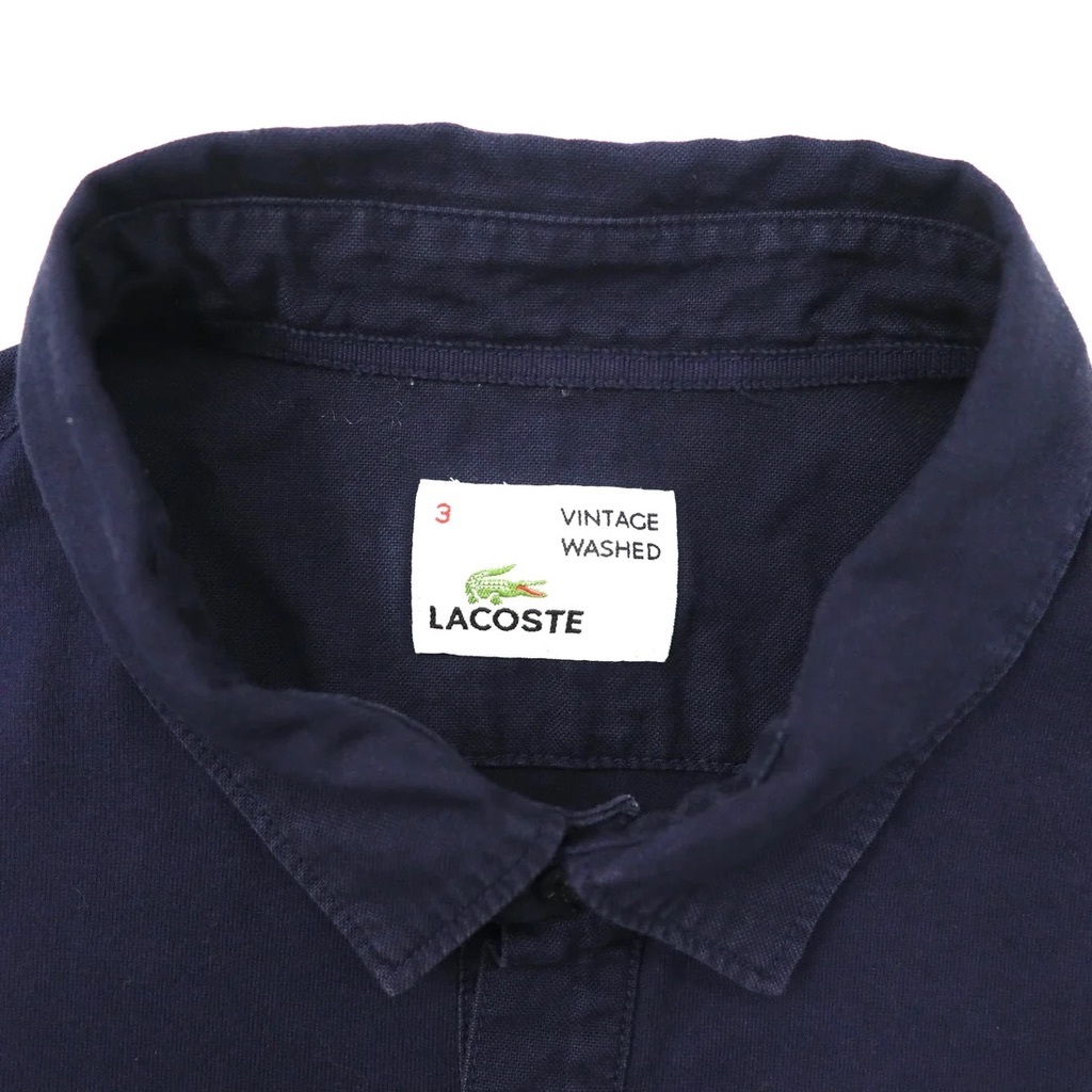 LACOSTE 長袖ポロシャツ 3 ネイビー コットン VINTAGE WASHED_画像4