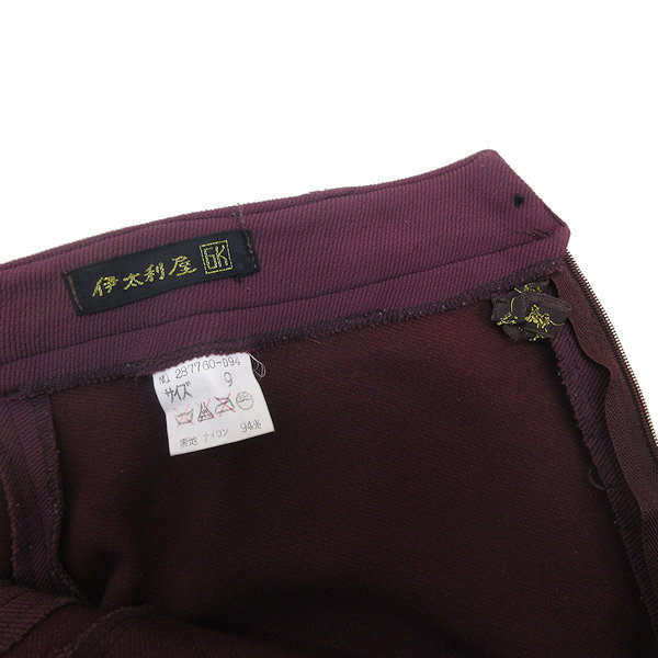 k# Italiya / нейлон длинные брюки / джерси [9] темно-красный /LADIES#117[ б/у ]