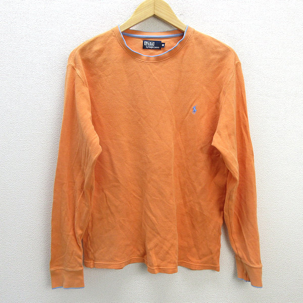 y■ラルフローレン/Ralph Lauren サーマル 長袖カットソー/ロンT■橙色【メンズM】MENS/68【中古】_画像1