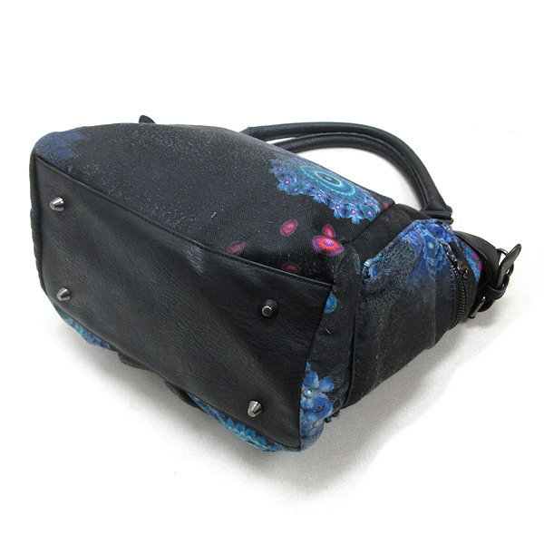 k#tesigaru/Desigual rhinestone attaching canvas handbag / black /BAG/LADIES#124[ used ]