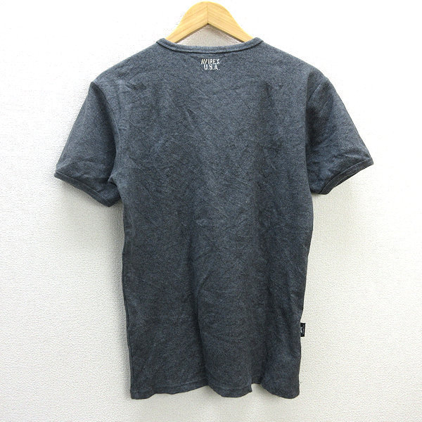 z■アヴィレックス/AVIREX　リブTシャツ【L】灰/men's/160【中古】■_画像3