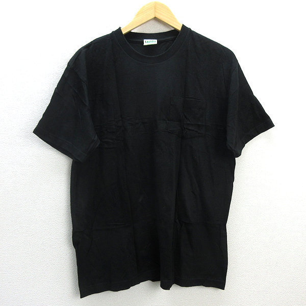 z■ランドリー/LAUNDRY バックプリントTシャツ【L】黒/men's/162【中古】_画像1