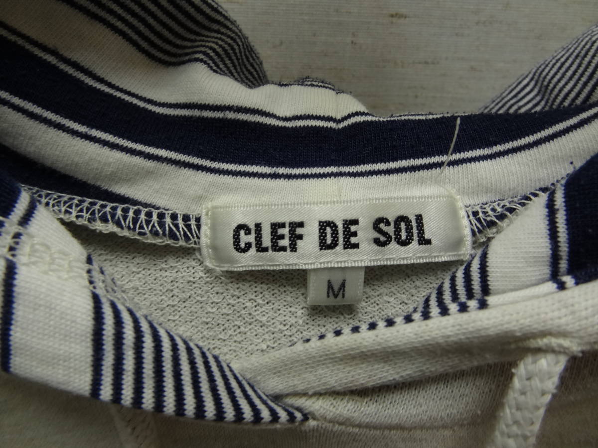 全国送料無料 クレドソル CLEF DE SOL リオチェーン製 レディース 薄いスウェット素材 半袖 プルパーカー Mサイズの画像2