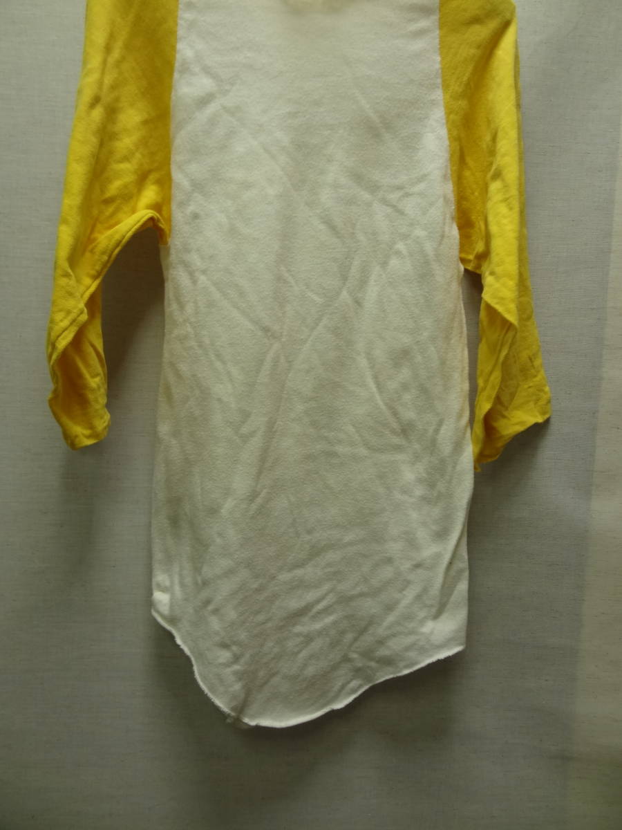 全国送料無料 アメリカ USA古着 70-80年代 黄X白色 sportswear MADE IN USA 七分袖 ベースボールTシャツ メンズ サイズ S①