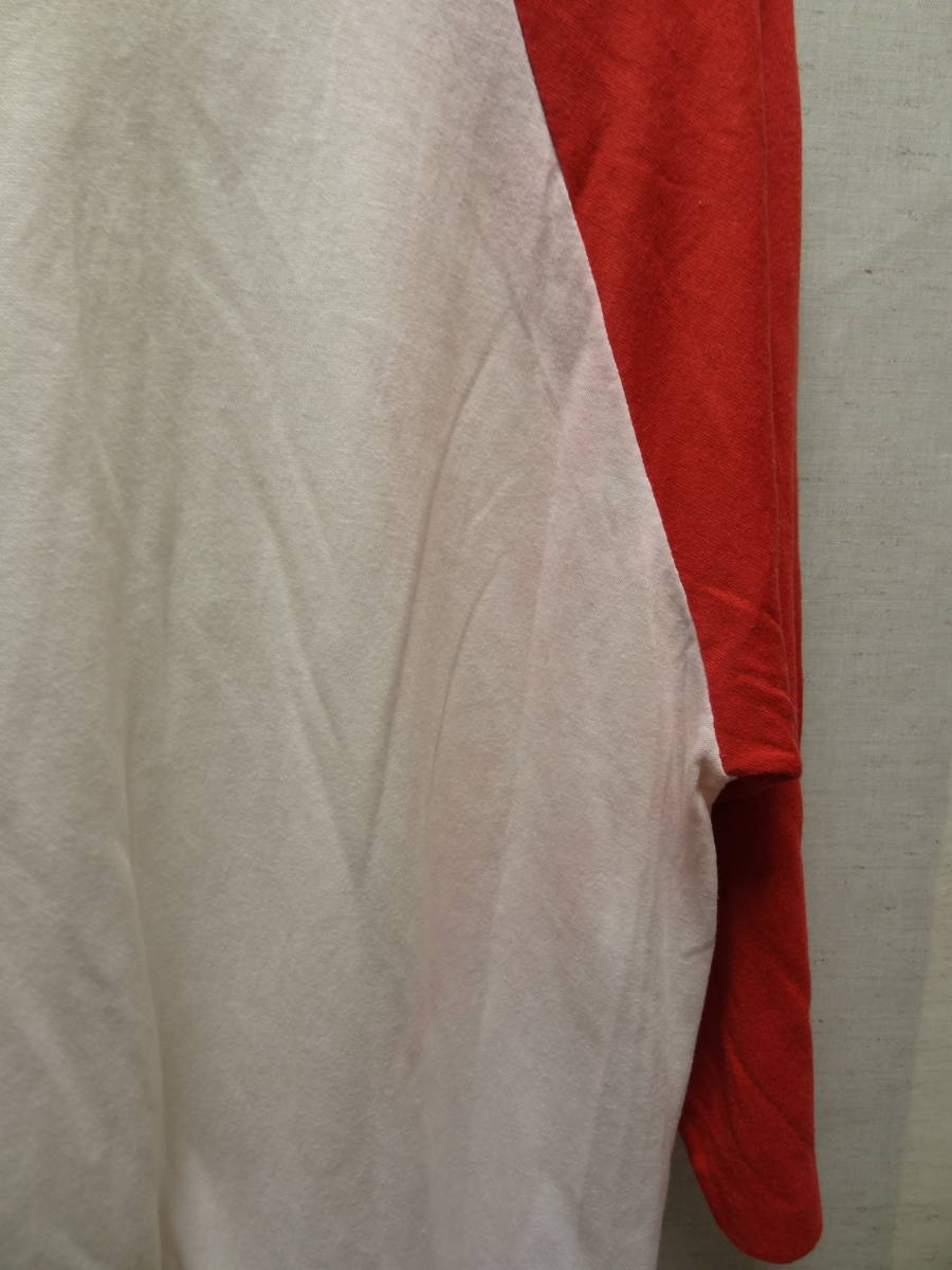全国送料無料 アメリカ USA古着 80年代 赤色X白色 マックレガーMac Gregor MADE IN USA 七分袖 ベースボールTシャツ メンズ M ③_画像9