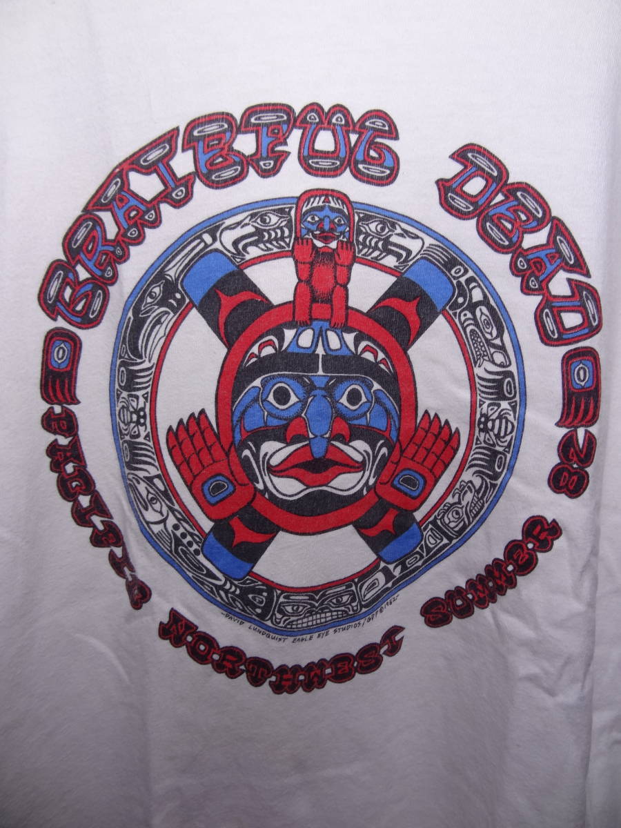 全国送料無料 アメリカ USA古着 グレイトフルデッド GRATEFUL DEAD 北米ネイティブハイダ族アート風 半袖 Hanes BEEFY- Tシャツ M_画像3