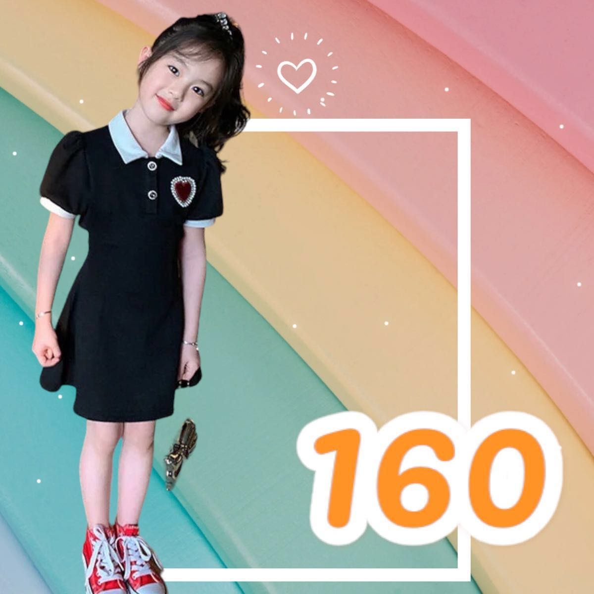 ワンピース 子供用 女の子 リボン かわいい 半袖 インポート トレンド 韓国160小学生 チェック チュール リゾート 正装