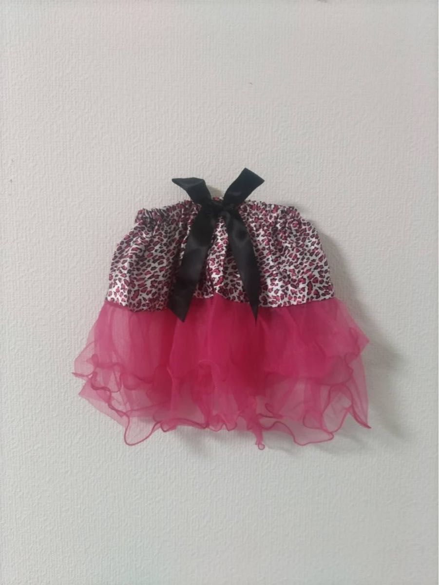 ヒョウ柄女の子濃いピンクスカートフリーサイズチュール 子供用 かわいい 派手 インポート 韓国 トレンド竹下パラダイス風竹パラ風