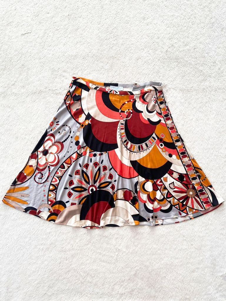 残りわずか】 イタリア製シルクスカート size40 PUCCI EMILIO フレア