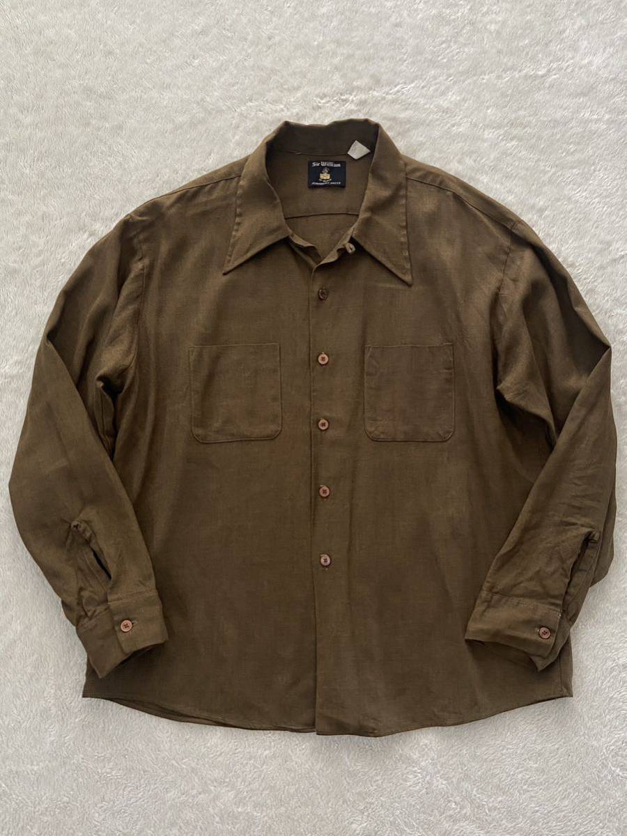 USA製 Sir William by BLOCK size17-XL-17 1/2 レーヨンシャツ 開襟シャツ made in USA ヴィンテージ 60年代 70年代 長袖シャツの画像1