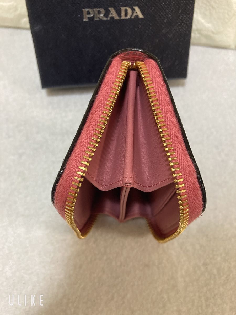 PRADA プラダ コインケース ラウンドファスナー ブラック×ピンク PRADA プラダ コインケース ラウンドファスナー ブラック×ピンク