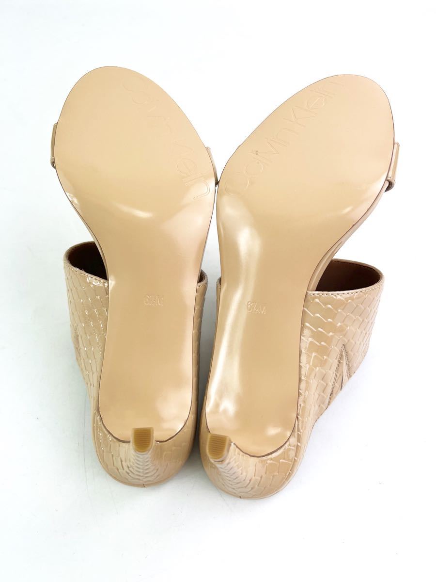 CALVINKLEIN Calvin Klein heel sandals beige 6.5 enamel pumps shoes 