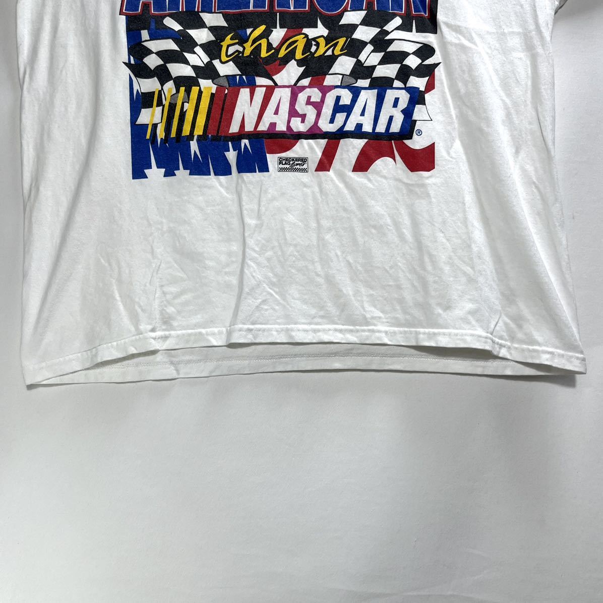 ■ CHECKERED FLAG NASCAR nothing is more AMERICAN than Tシャツ サイズXL 白 古着 Racing レーシング モータスポーツ MOTORSPORTS 車 ■_画像5