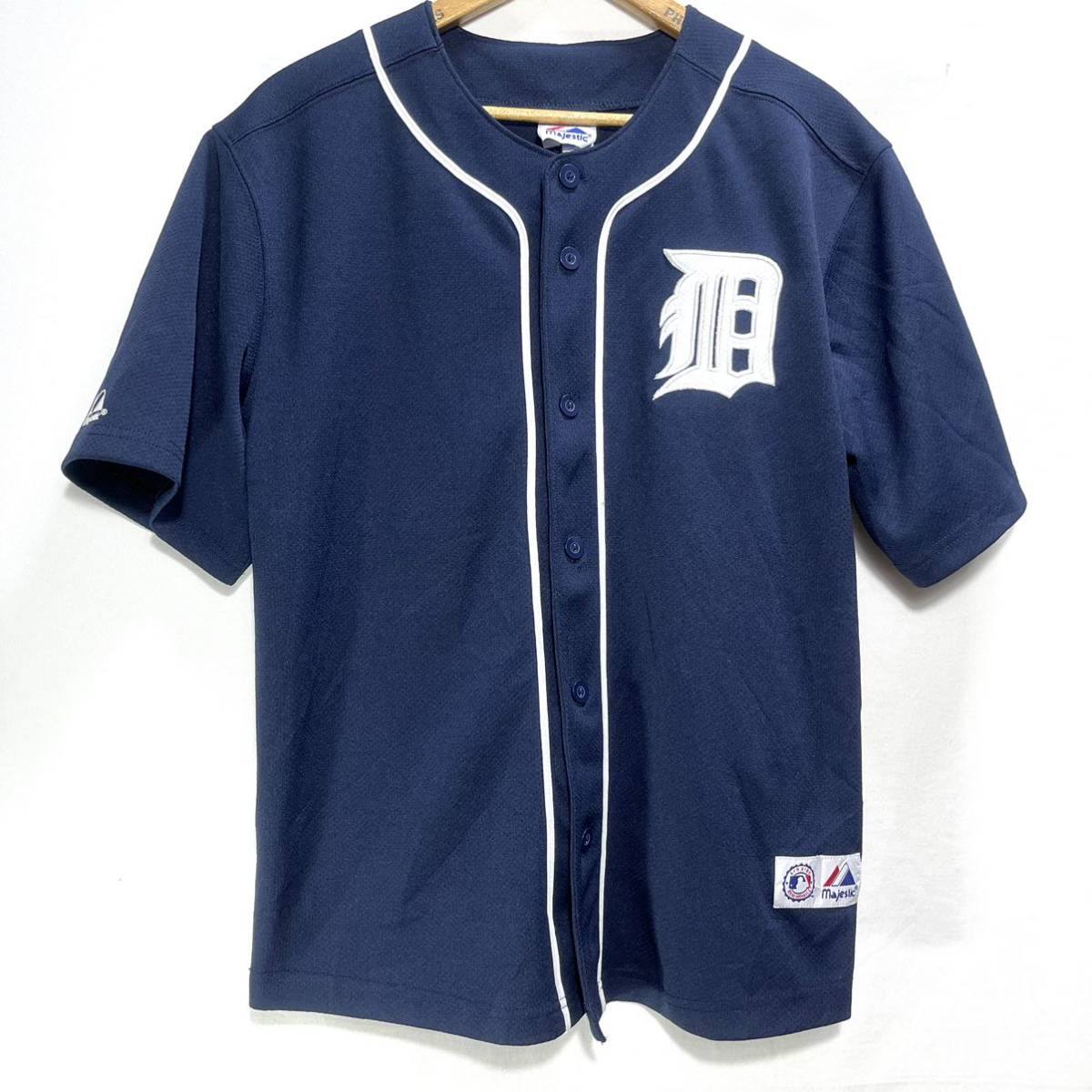 ■ 子供用 ビンテージ Majestic MLB ” Tigers ” デトロイト タイガース #35 バーランダー ベースボール シャツ 紺 14/16 野球 観戦 ■の画像1