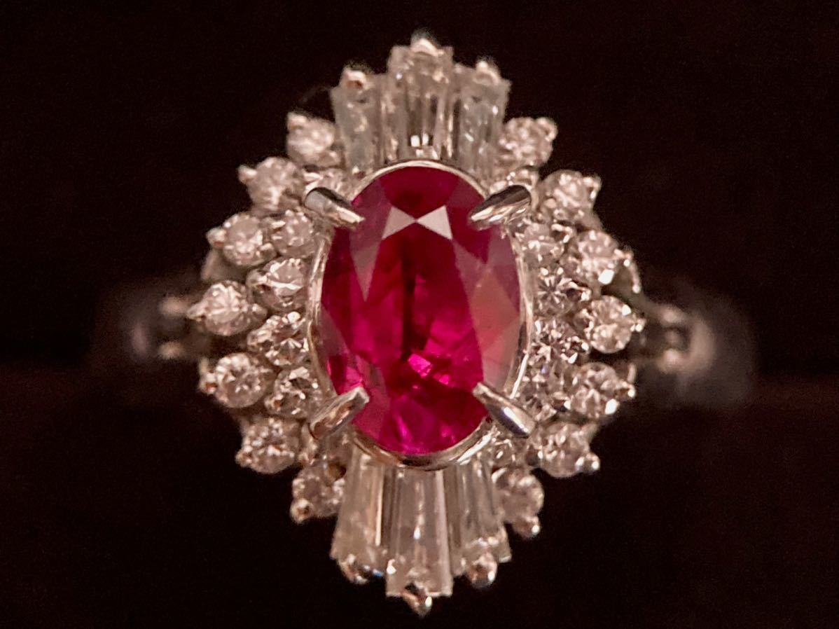 pt900 モザンビーク産非　非加熱　ピジョンブラッド　ルビー0.92ct リング　天然ダイヤモンド RUBY Jewel_画像3