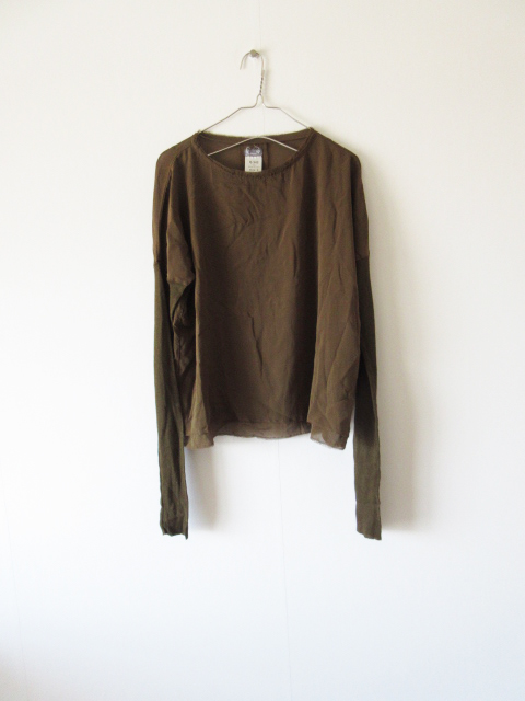 2018AW KristenseN DU NORD / クリステンセン ドゥ ノルド Q-343 silk tops 2 KHAKI * シルクシフォン ブラウス シャツ プルオーバー_画像1