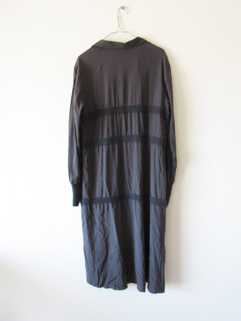 美品 KristenseN DU NORD / クリステンセン ドゥ ノルド W-358 Cashmere Line Stretch Silk Skipper Dress 2 CHARCOAL * ワンピース_画像2