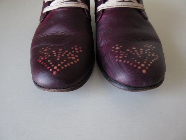 Esquivel /eski bell Derby Hand Painted Burgundy 7.5/24.5 * женский гонки выше обувь кожа обувь 