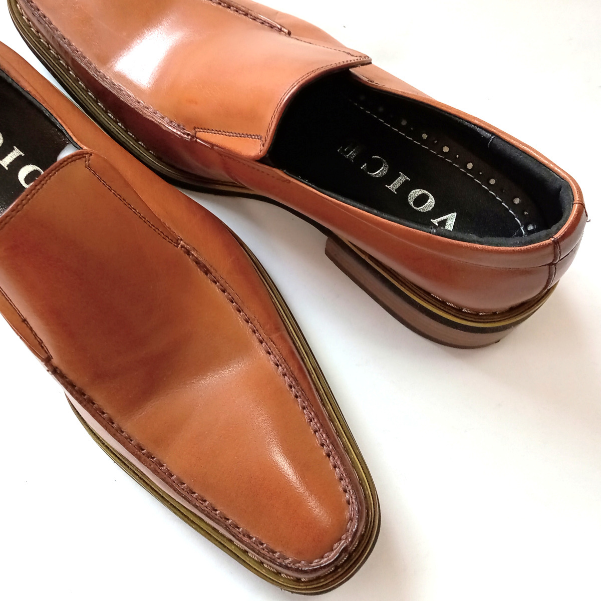 【V54】新品 VOICE ヴォイス ビジネスシューズ 紳士靴 本革 レザー 24㎝ 日本製 革靴 ライトブラウン茶 スリッポン シークレットインソールの画像3