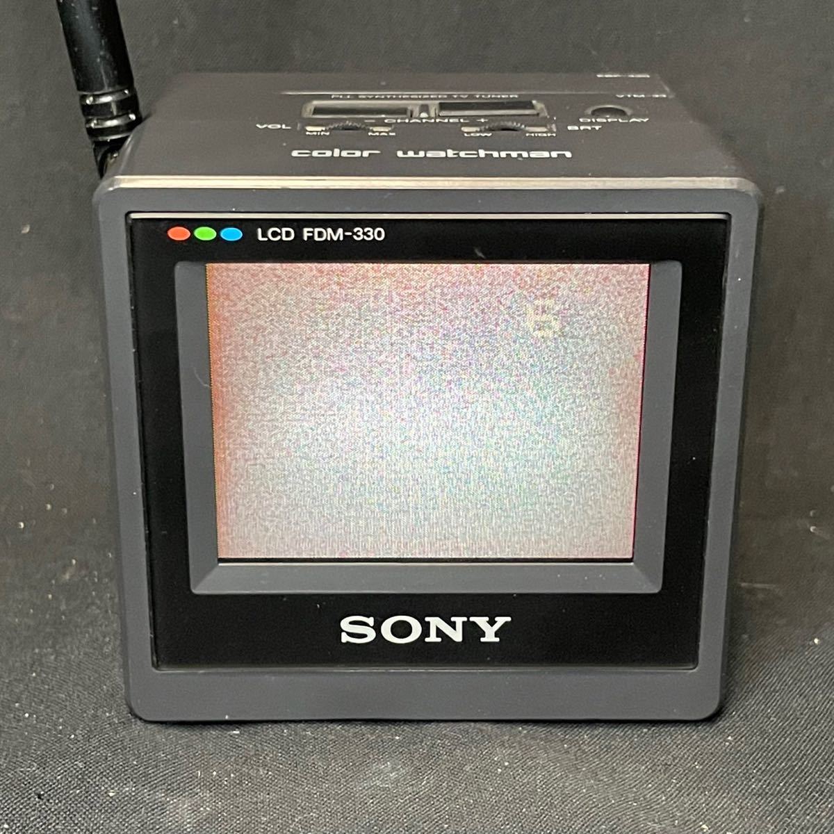 超希少 通電品! SONY LCD FDM-330 color watchman VTM-33 カラー ウォッチマン テレビ TV ソニー 小型 ミニ 手のひらサイズ レトロ