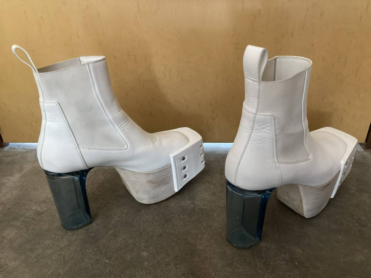 Rick Owens リックオウエンス　グリルキスブーツGRILL KISS BOOTS クリアヒール　38 白ホワイトwhite 箱付き