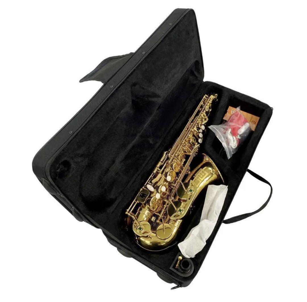 セール中668 アルトサックス11点セット E Saxophone ゴールドラッカー ケース付き_画像3