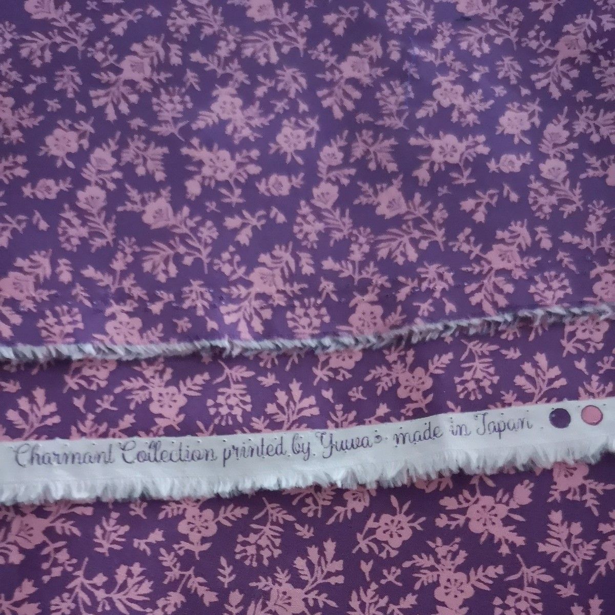 生地  はぎれ YUWA シャルマンコレクション 綿 紫とピンクのボタニカル 110cm×220cm