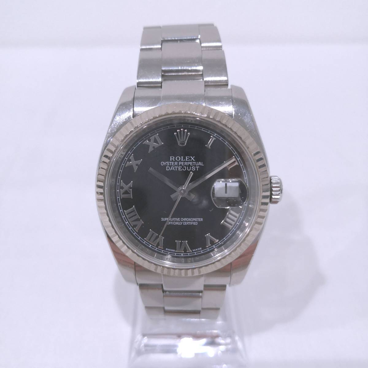 【31266】ROLEX ロレックス DATEJUST デイトジャスト ブラック 116234 メンズ K18WG*SS ローマインデックス M番 稼働品_画像1