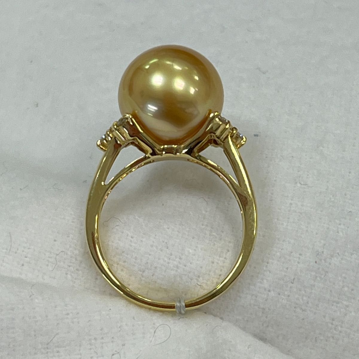 KYG 白蝶リング 茶金系 4mm D0 ct 鑑別書付き アコヤ真珠