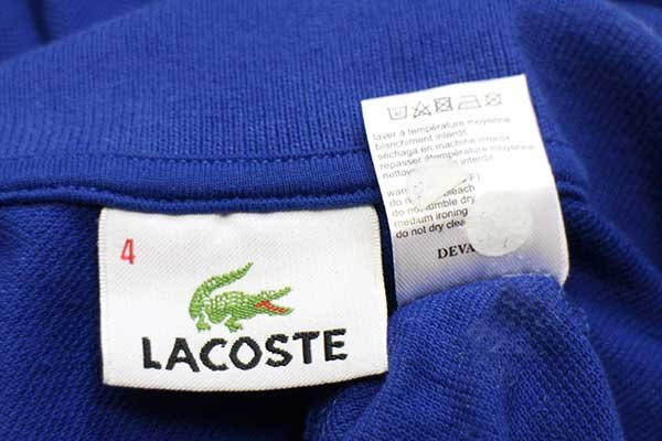 ★00s LACOSTEラコステ ワンポイント コットン 鹿の子 長袖ポロシャツ カスタム 青 4★73 オールド フレンチ ユーロ ヨーロッパ_画像4