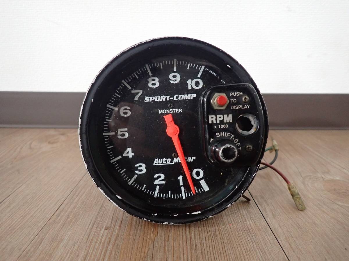 計器 Auto Meter SPORT-COMP MONSTER オートメーター スポーツコンプ タコメーター 回転計 10000回転 RPM ジャンク 48
