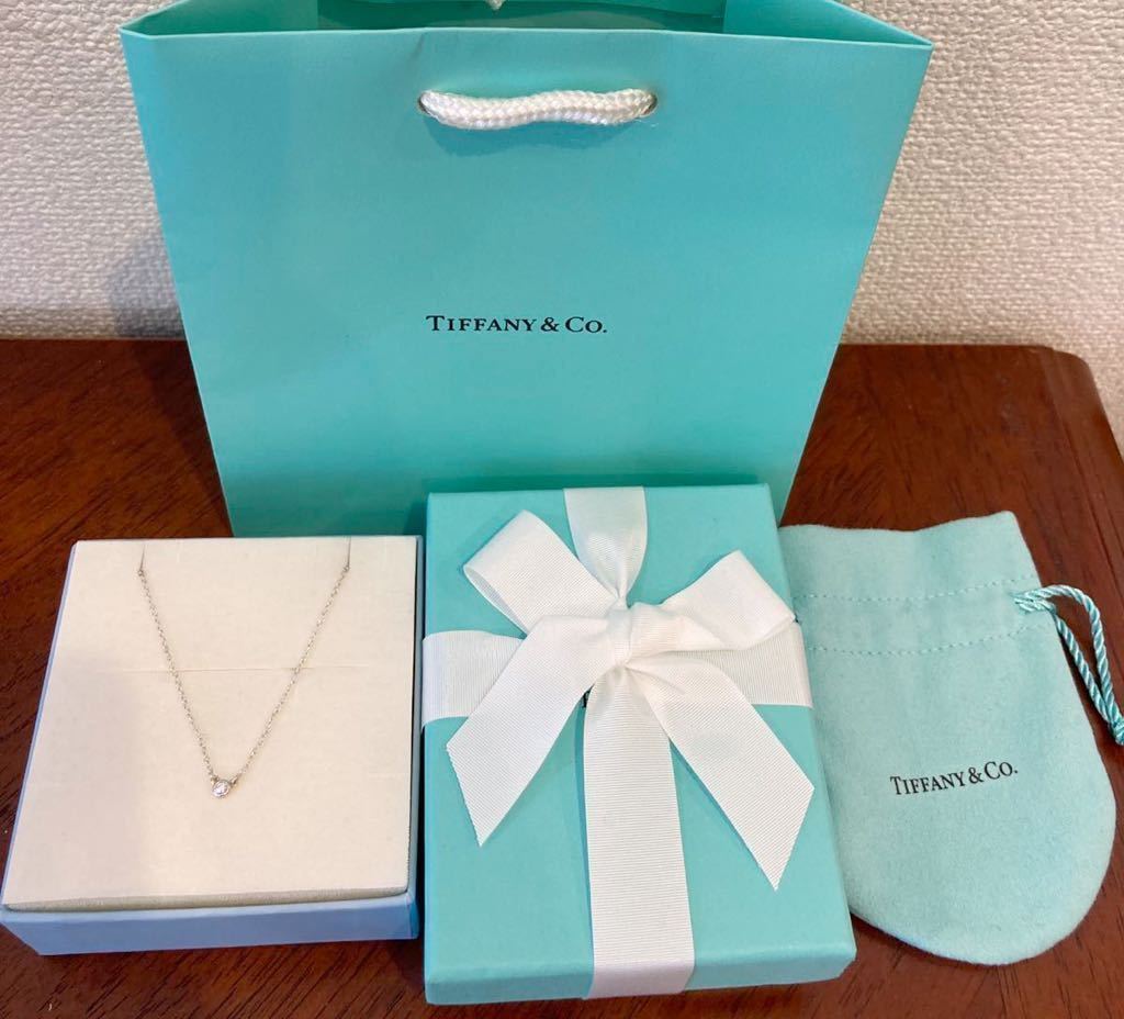 Новая подлинная ожерелья Tiffany &amp; Co Viser Yard Diamond 0,05 Carat Silver Box Box бумага для бумаги лента Diamond Dial