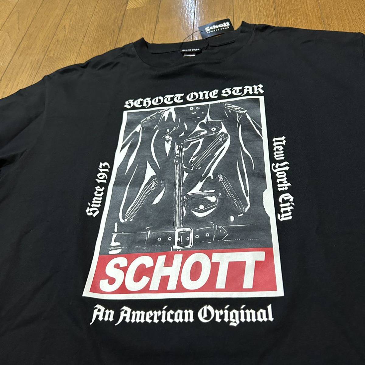 2XLサイズ！schott ショット古着半袖ワンスターTシャツ 黒 品番3123135 タグ付きやや傷 アメカジ バイカー モーターサイクル