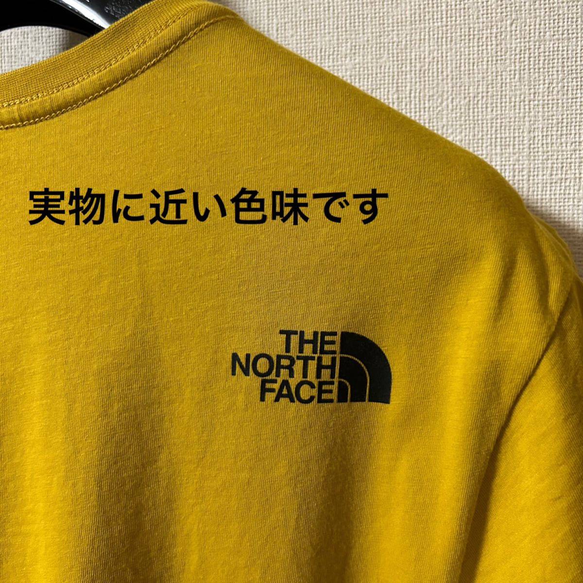 Mサイズ！ザ ノースフェイス 古着半袖Tシャツ マスタード the north face ロゴTシャツ