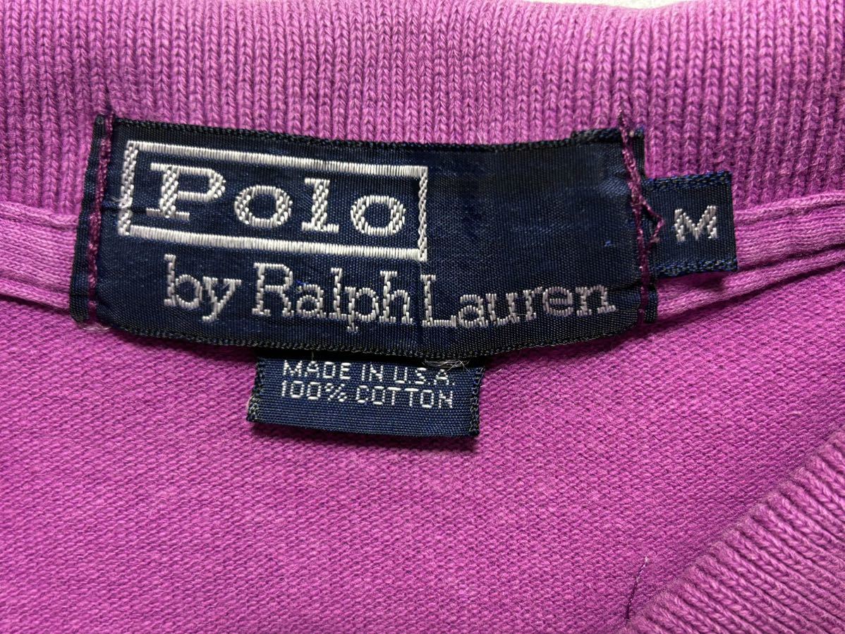 90s USA製 ポロ バイ ラルフローレン 鹿の子 ポロシャツ ワンポイント　　Polo by Ralph Lauren アメリカ製 90年代 オールド 早2712_画像3