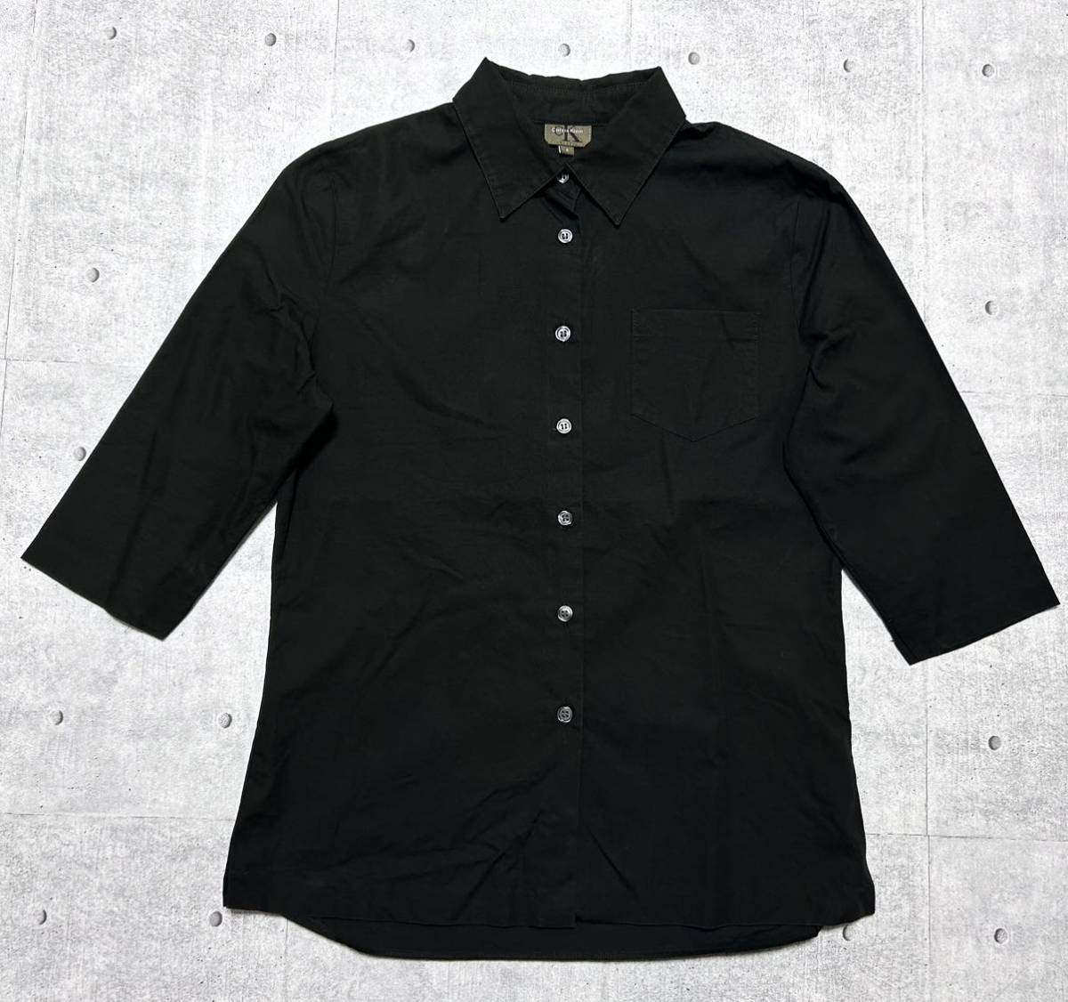 カルバンクライン 七分袖 ブラック シャツ ポケットシャツ コットン　　Calvin Klein レディース 裾スリット 早2630