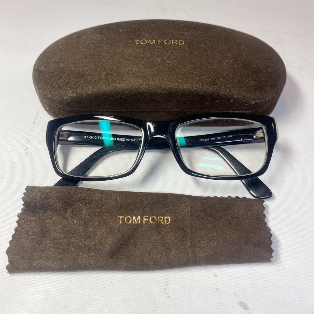 【中古美品】トムフォード　TOMFORD TF4239 001 54□18 145 ブラック　メガネ　ケース、メガネ拭き付き tf2308281