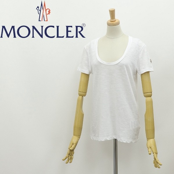 国内正規品◆MONCLER モンクレール ロゴワッペン Uネック Tシャツ 半袖 トップス カットソー ホワイト S