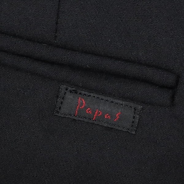 ◆Papas パパス ウール タック スラックス パンツ 黒 48 M_画像4