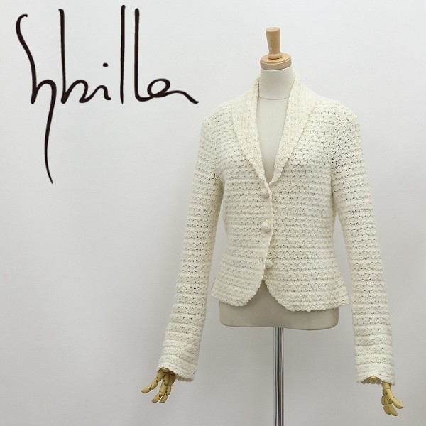 *Sybilla Sybilla alpaca &moheya. shawl color knitted jacket ivory M