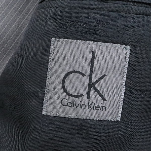 ◆Calvin Klein カルバンクライン シルク混 ストライプ柄 3釦 セットアップ スーツ グレー 36/30_画像4
