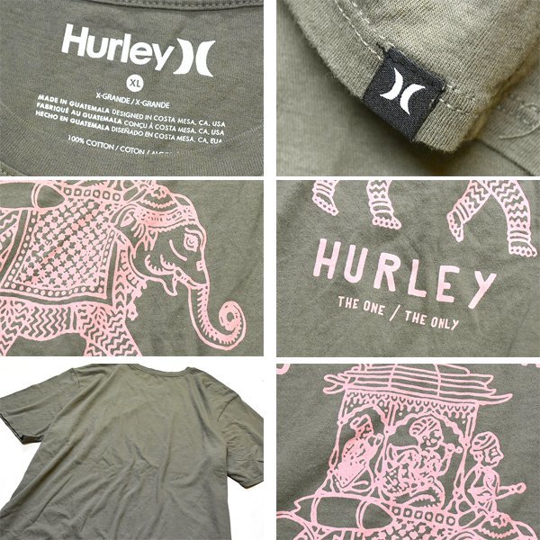 1点物◆ハーレーHURLEY象さんプリントTシャツ古着メンズXLレディースOKアメカジ90sストリート/スポーツブランド中古スケートオリーブ559330_画像2