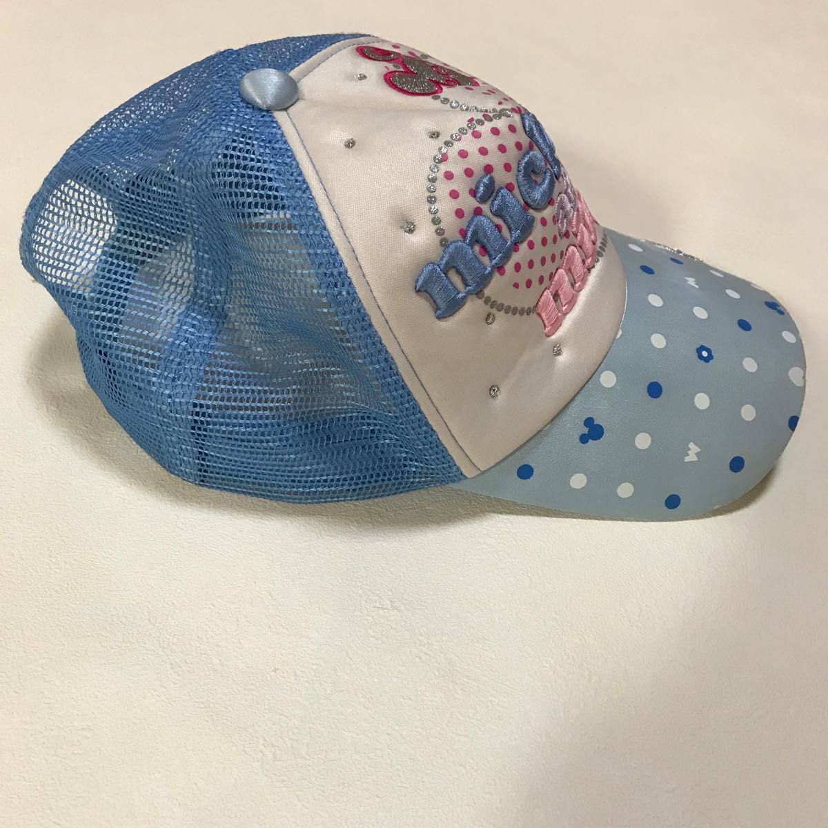 ミッキー ミニー 帽子 54 〜 56 cm キャップ 水色　メッシュキャップ