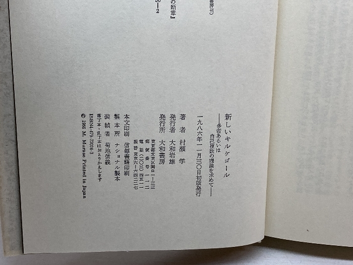 新しいキルケゴール―多者あるいは複数自己の理論を求めて 大和書房 村瀬 学_画像3