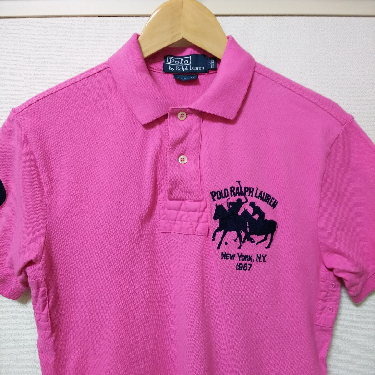 【カジュアル】Polo by Ralph Lauren ポロ バイ ラルフローレン 半袖ポロシャツ Sサイズ(170/92A) ピンク 刺繍ロゴ_画像2